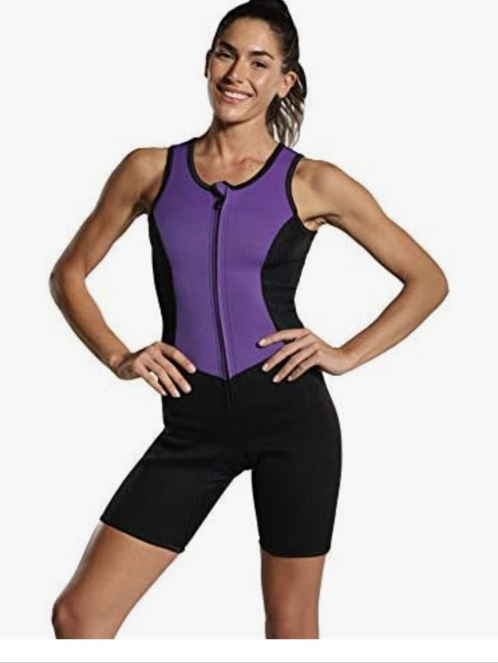 Kutting Weight SweatTec Purple & Black Neoprene Zip-Front Sauna Suit Sz.L NWT